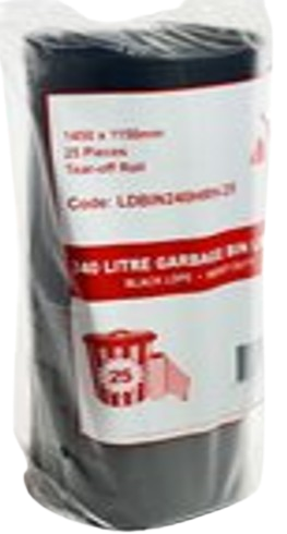 Bin Liner 36 Ltr Roll Black HT 36Ltr Large Kitchen Tidy Liners Roll Black HDPE